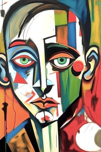 Pintura de retrato triste sobre tela, decoração de parede | Impressões em tela de F. Abderrahim