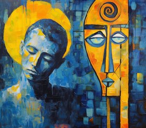 Pintura moderna abstrata de rosto triste, impressões de posters baratos online