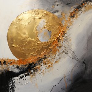 Pintura artística em prata e ouro, impressão digital de belas artes
