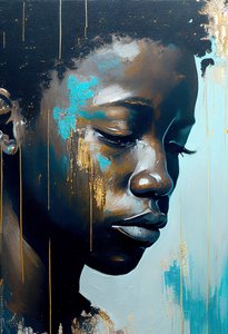 Jovem africano abstrato sobre tela, impressões de arte de parede de F. Abderrahim