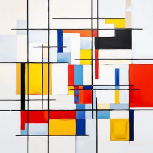 estilo de pintura abstrata de Piet Mondrian, ideia de decoração de parede de sala de estar de F. Abderrahim