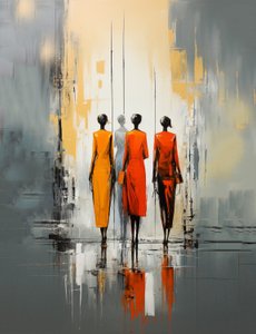 pessoas a andar na rua, mulher pintura abstrata, impressões murais de F. Abderrahim