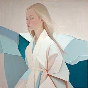 retrato de uma bela mulher loira, Pintura abstrata ,impressões de arte para parede de F. Abderrahim