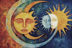 as faces do sol e da lua, pintura abstrata, posters emoldurados, impressões murais de F. Abderrahim