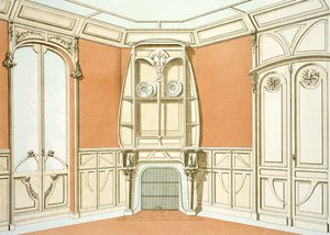 Design de interiores para uma sala de jantar, ilustração da Menuiserie dArt Nouveau publicada c.1900