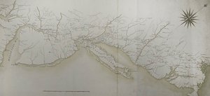 Mapa geral dos campos e marchas do exército na América por ordem de Rochambeau, detalhe do lado direito, da 