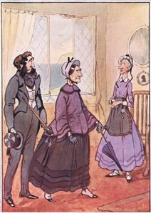Eles caminharam arrogantemente para fora do chalé, ilustração de David Copperfield, 1914 de F. M. B. Blaikie