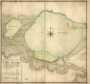 Mapa particular do curso do rio St. Louis desde a aldeia sauvage até abaixo do Detour aux Angloix, dos lagos Pontchartrain e Maurepas e dos rios e bayouc que a eles conduzem de F. Saucier