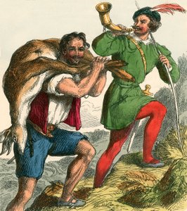 Robin Hood e Little John levando para casa o fanfarrão gordo