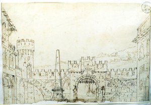 Cenário cenográfico de F. Galliari para a ópera "Caton d