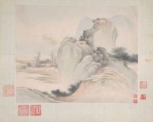 Paisagens pintadas para Yuweng, datadas de 1673.