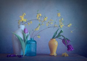 Vasos e flores da primavera
