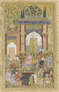 Babur recebe um cortesão, 1580-85