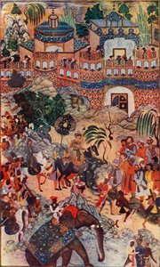 O grande imperador Akbar entra em sua cidade no estado, 1572, 1590-1595, c1930.