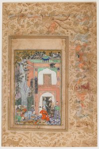 <em> Babur se diverte no Palácio do Sultão Ibrahim Lodi </em> de um <em>Baburnama</em>