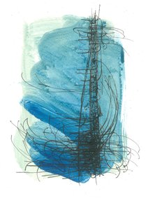 Caligrafia Mar, 2017 (aguarela e tinta sobre papel) de Faye Bridgwater