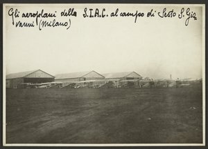 Os aviões da S.I.A.C. no campo de Sesto S. Giovanni (Milão) de Fedele Azari