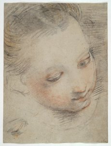 Chefe de uma Menina, estudo para uma figura no retábulo da Madonna del Popolo no Uffizi de Federico Barocci
