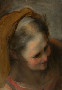 Cabeça, de, um, mulher velha, olhar, abaixar, direita de Federico Barocci