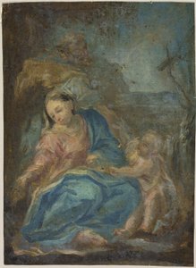 Descanse na Fuga para o Egito (reto); Madona do Rosário (verso) de Federico Barocci