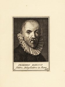 Retrato de Federico Barocci (cerca de 1535-1612), pintor e gravador italiano da Renascença de Federico Fiori (after) Barocci or Baroccio