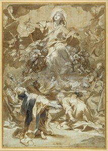 A Assunção da Virgem (caneta e tinta castanha com lavagens castanhas e cinzentas) de Federico Fiori Barocci or Baroccio