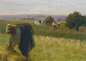 Colheita, pintura de Federico Rossano (1835-1912), óleo sobre tela, 65x80 cm, detalhe
