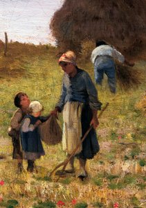 Colheita, pintura de Federico Rossano (1835-1912), óleo sobre tela, 65x80 cm, detalhe