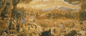 Cena de caça com uma Florença imaginária, de Federico Zuccaro (cerca de 1540-1609) de Federico Zuccaro