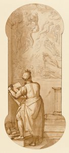 Taddeo na Capela Sistina Desenhando o &39;Juízo Final&39; de Michelangelo de Federico Zuccaro
