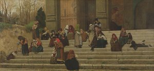Os pobres nos degraus do Convento de Ara Coeli em Roma, 1872