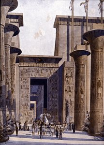 Reconstituição do Templo de Amon. Ilustração de F. Hoffebauer. Século XIX. de Fedor (1839 1922) Hoffbauer