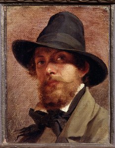 "Auto-Retrato"" Pintura de Feodor Andreyevich Bronnikov (1827-1902) 1856 State V. Tropinin-Museum, Moscou de Fedor Andreevich Bronnikov