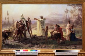 Grécia Antiga: ""Cerimônia em homenagem ao deus Hermes"" Pintura de Feodor Andreyevich Bronnikov (1827-1902) 1874 Dim. 70x123 cm Galeria Estadual Tretyakov Moscou