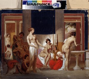 Le bain des femmes a Pompei (Italie) (O banho das mulheres em Pompeia). Peinture de Feodor Andreyevich Bronnikov (1827-1902). Huile sur toile