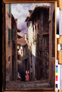 "Scene de rue a Bellagio en Italie" Peinture de Feodor Andreyevich Bronnikov (1827-1902) 1875 State Tretyakov Gallery, Moscovo de Fedor Andreevich Bronnikov