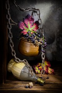 Natureza morta com vinho de outono de Felice Angelino