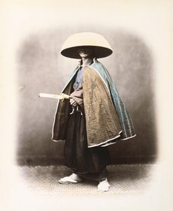Um samurai japonês em traje tradicional, c.1868