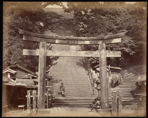 Entrada do santuário de Atago Yama, Edo de Felice Beato