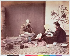 Massagista japonês, c.1890 (albumen print)