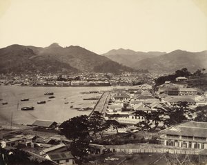 Vista panorâmica parcial de Nagasaki de Felice Beato
