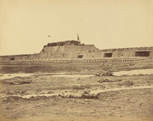 Traseira do Forte Norte mostrando a retirada do exército chinês, 21 de agosto de 1860 de Felice Beato