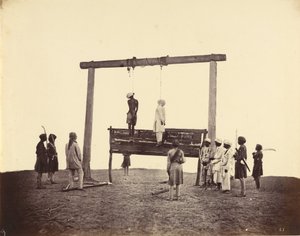 Dois Sepoys da 31ª Infantaria Nativa, que foram enforcados em Lucknow, 1857