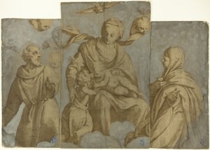 Virgem e Menino com o Menino João Batista, e os Santos Francisco de Assis e Clara de Felice Brusasorci