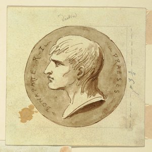 Medalha de Napoleão Bonaparte como Presidente da República Italiana, verso; Hebe dá imortalidade ao cocheiro de Hércules
