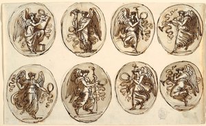Projeto de teto, História, Abundância em seis ovais, Salão de Hércules e Ebe, Palazzo Gessi, Faenza de Felice Giani