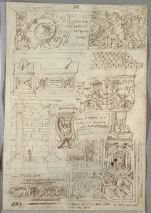Decorative Study; Verso: Two Head Studies de Felice Giani