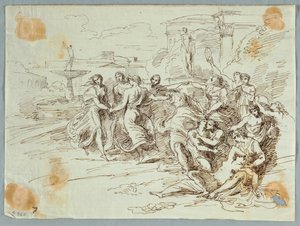 Desenho, Cena Bacanaliana com Círculo de Figuras Dançantes, finais do século XVIII-início do século XIX de Felice Giani