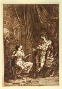 Desenho, Cleópatra a suplicar a O, ca. 1820 de Felice Giani