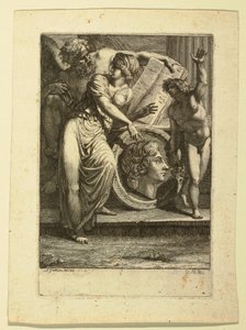 Desenho, Gravura: Frontispício ou página dedicatória, 1785 de Felice Giani
